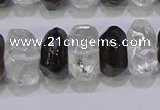 CNG6380 6*14mm - 8*14mm nuggets white crystal & smoky quartz beads