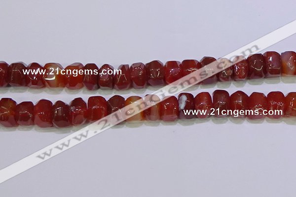 CNG6383 15.5 inches 6*14mm - 8*14mm nuggets red agate beads