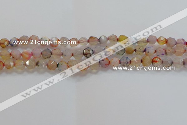 CNG6501 15.5 inches 8mm faceted nuggets agate beads wholesale