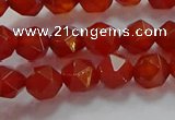 CNG6504 15.5 inches 6mm faceted nuggets red agate beads