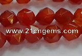 CNG6505 15.5 inches 8mm faceted nuggets red agate beads