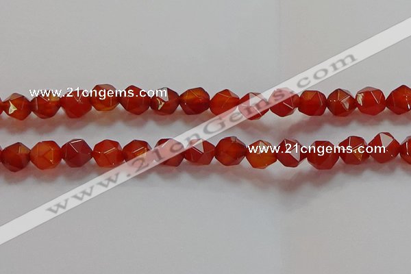 CNG6506 15.5 inches 10mm faceted nuggets red agate beads