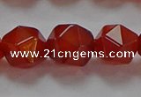 CNG6507 15.5 inches 12mm faceted nuggets red agate beads