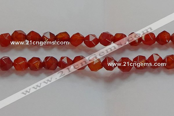 CNG6507 15.5 inches 12mm faceted nuggets red agate beads