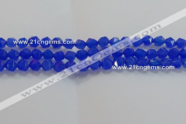 CNG6509 15.5 inches 8mm faceted nuggets blue agate beads