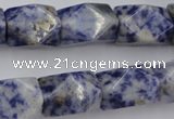 CNG651 15.5 inches 13*18mm faceted nuggets blue spot gemstone beads