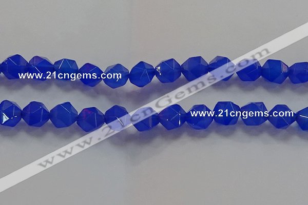 CNG6511 15.5 inches 12mm faceted nuggets blue agate beads