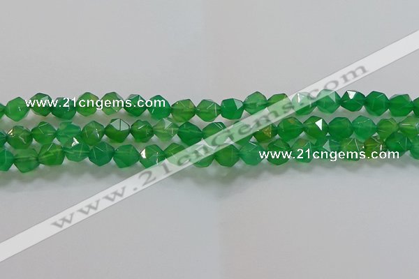 CNG6513 15.5 inches 8mm faceted nuggets green agate beads