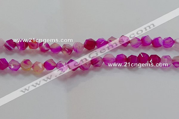 CNG6522 15.5 inches 10mm faceted nuggets line agate beads