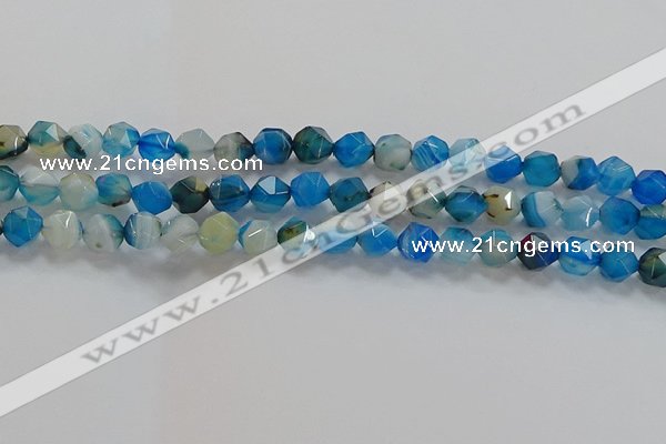 CNG6524 15.5 inches 6mm faceted nuggets line agate beads