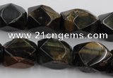 CNG654 15.5 inches 13*18mm faceted nuggets blue tiger eye beads