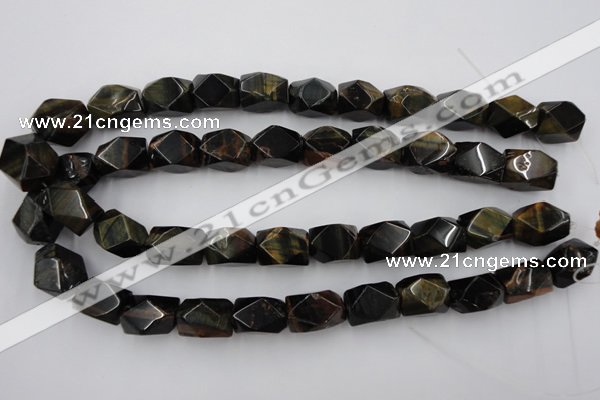 CNG654 15.5 inches 13*18mm faceted nuggets blue tiger eye beads