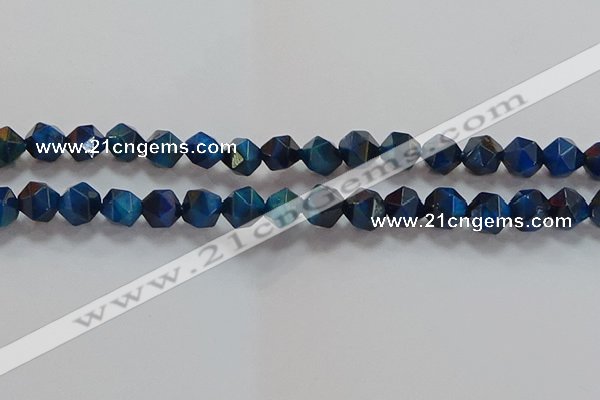 CNG6540 15.5 inches 10mm faceted nuggets blue tiger eye beads