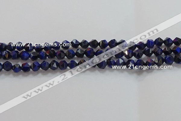 CNG6542 15.5 inches 6mm faceted nuggets blue tiger eye beads