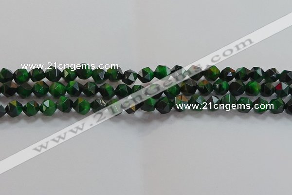 CNG6546 15.5 inches 6mm faceted nuggets green tiger eye beads