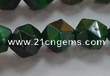 CNG6549 15.5 inches 12mm faceted nuggets green tiger eye beads