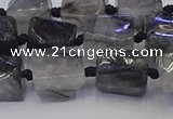 CNG6821 15.5 inches 5*8mm - 8*12mm nuggets black rutilated quartz beads