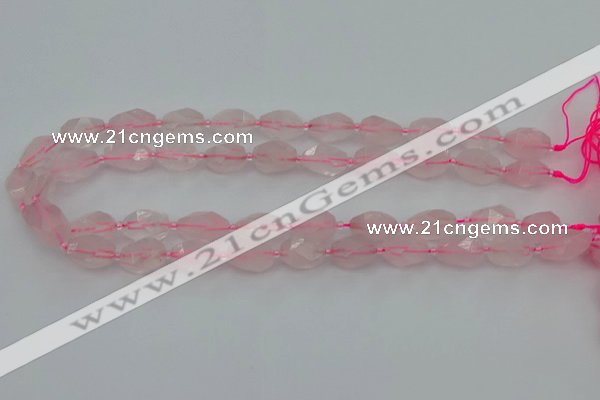 CNG6915 15.5 inches 8*12mm - 12*16mm faceted nuggets rose quartz beads