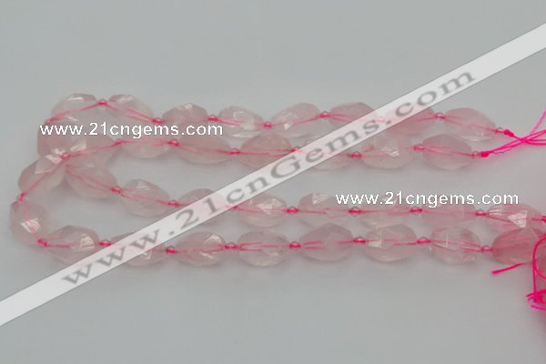 CNG6916 15.5 inches 12*16mm - 13*18mm faceted nuggets rose quartz beads