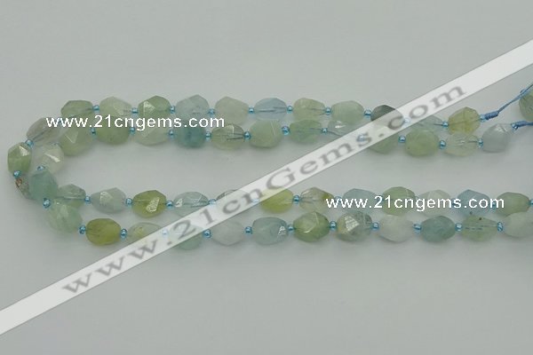 CNG6920 15.5 inches 8*12mm - 12*16mm faceted nuggets aquamarine beads