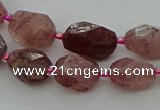 CNG6923 15.5 inches 8*12mm - 12*16mm faceted nuggets strawberry quartz bead