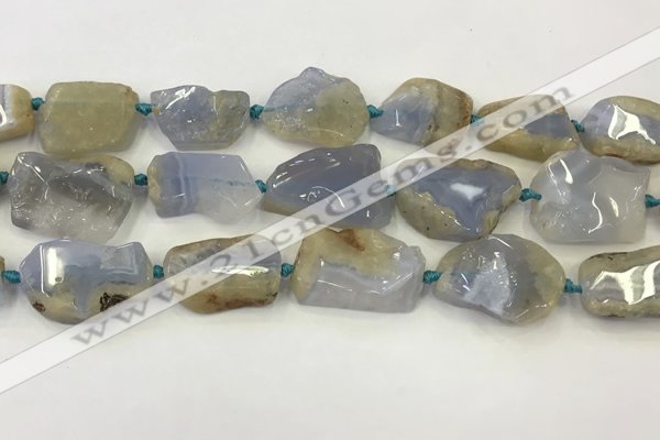 CNG6949 15.5 inches 22*30mm - 30*40mm freeform blue chalcedony beads