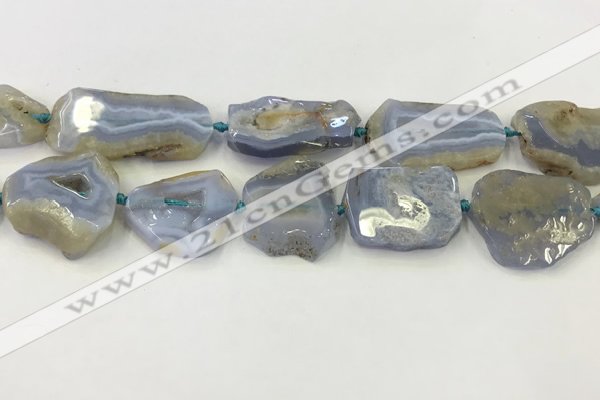 CNG6951 15.5 inches 22*30mm - 30*40mm freeform blue chalcedony beads