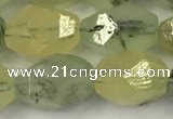 CNG6956 10*14mm - 12*16mm faceted nuggets green rutilated quartz beads