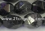 CNG6957 10*12mm - 12*16mm faceted nuggets black rutilated quartz beads