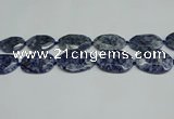 CNG7094 25*35mm - 35*45mm faceted freeform blue spot stone beads