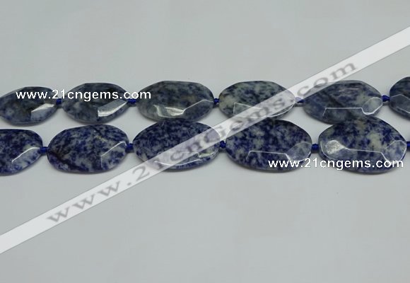 CNG7094 25*35mm - 35*45mm faceted freeform blue spot stone beads