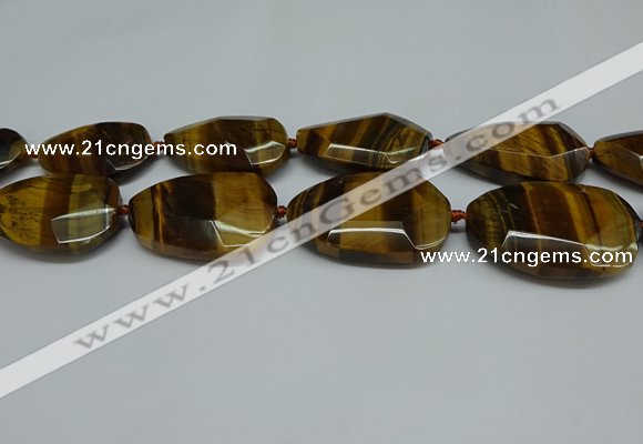 CNG7101 25*35mm - 35*45mm faceted freeform yellow tiger eye beads