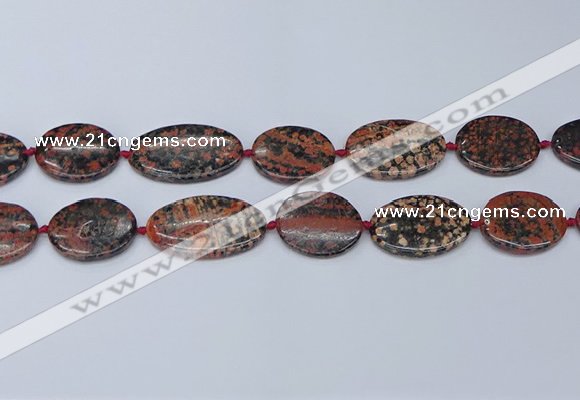 CNG7113 18*25mm - 20*33mm freeform red snowflake obsidian beads