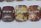 CNG7120 10*18mm freeform double drilled birdeye rhyolite beads