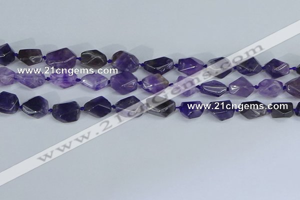 CNG7132 15.5 inches 6*10mm - 10*14mm faceted nuggets amethyst beads