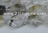 CNG7134 6*10mm - 10*14mm faceted nuggets green ghost quartz beads