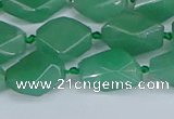 CNG7137 6*10mm - 10*14mm faceted nuggets green aventurine beads