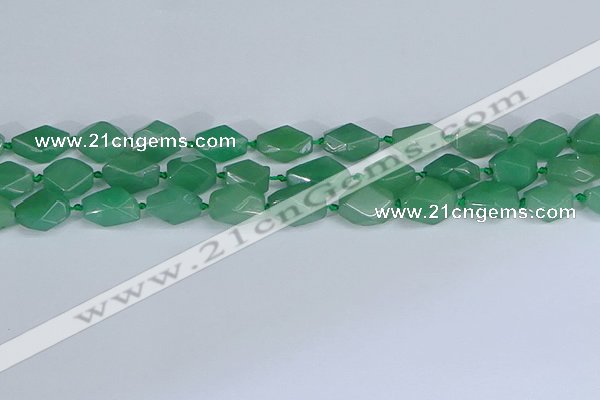 CNG7137 6*10mm - 10*14mm faceted nuggets green aventurine beads