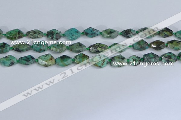 CNG7138 6*10mm - 10*14mm faceted nuggets African turquoise beads