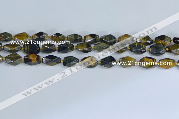 CNG7140 6*10mm - 10*14mm faceted nuggets blue tiger eye beads