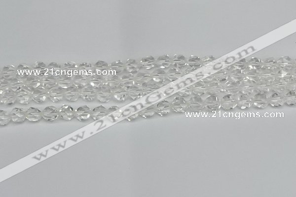 CNG7210 15.5 inches 6mm faceted nuggets white crystal beads