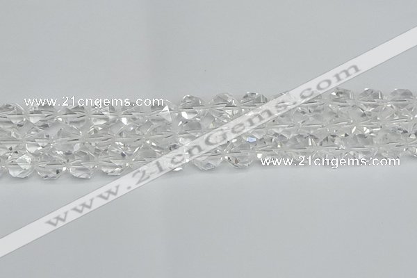 CNG7212 15.5 inches 10mm faceted nuggets white crystal beads