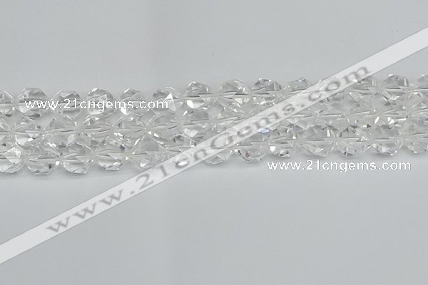 CNG7213 15.5 inches 12mm faceted nuggets white crystal beads