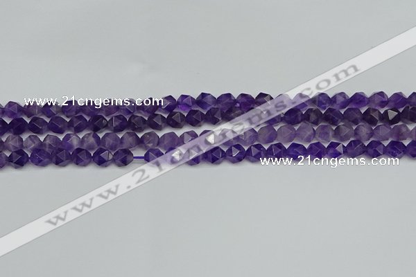 CNG7220 15.5 inches 6mm faceted nuggets amethyst gemstone beads