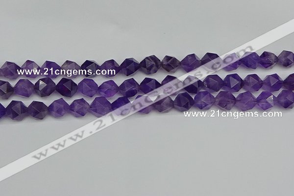 CNG7222 15.5 inches 10mm faceted nuggets amethyst gemstone beads