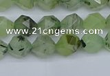 CNG7240 15.5 inches 6mm faceted nuggets green rutilated quartz beads