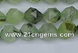 CNG7241 15.5 inches 8mm faceted nuggets green rutilated quartz beads