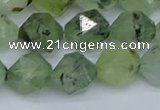 CNG7242 15.5 inches 10mm faceted nuggets green rutilated quartz beads