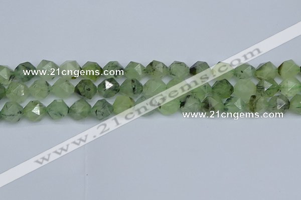 CNG7242 15.5 inches 10mm faceted nuggets green rutilated quartz beads