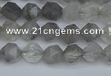 CNG7250 15.5 inches 6mm faceted nuggets cloudy quartz beads